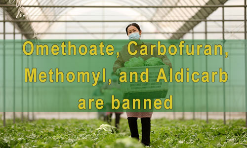 Agricultural pesticides Omethoate, carbofuran, methomyl, and aldicarb are banned